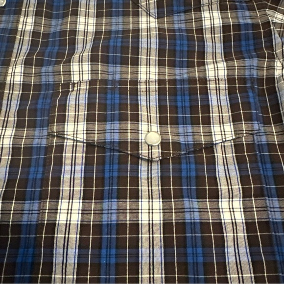 Wrangler Mens Shirt Size Medium Blue Plaid Pearl Snap Button Up Relaxed Western - Picture 8 of 14
